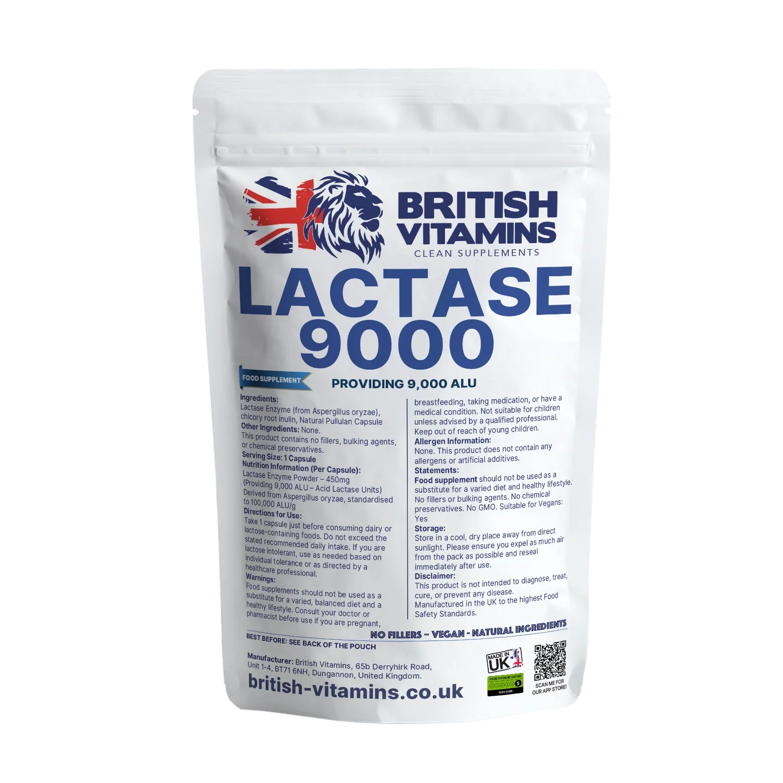 Lactase 9000 Providing 9,000 ALU per capsule British Vitamins 90 Capsules