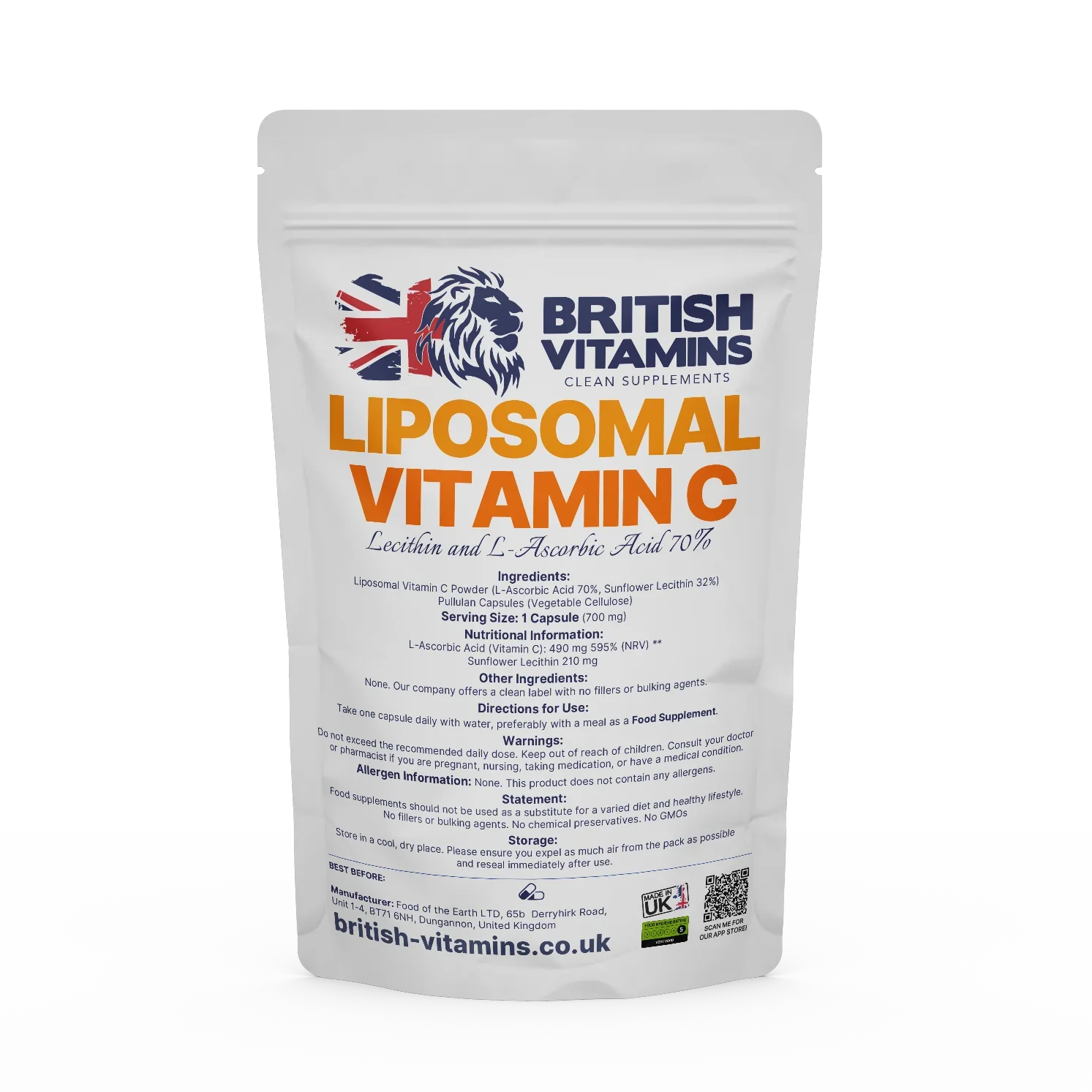 Vitamin C Liposomal- blended with sunflower lecithin Health & Beauty:Vitamins & Lifestyle Supplements:Vitamins & Minerals British Vitamins 5 capsules