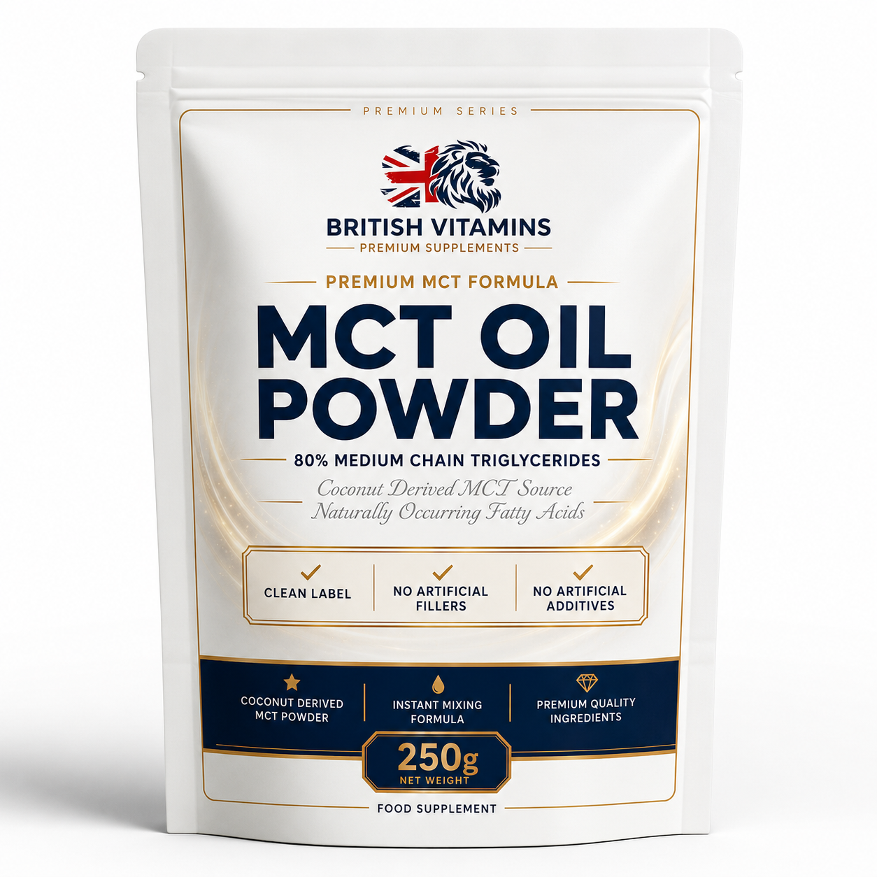 MCT Oil Powder Medium Chain Triglycerides from 100% Coconut Oil Clean-Label  250g
