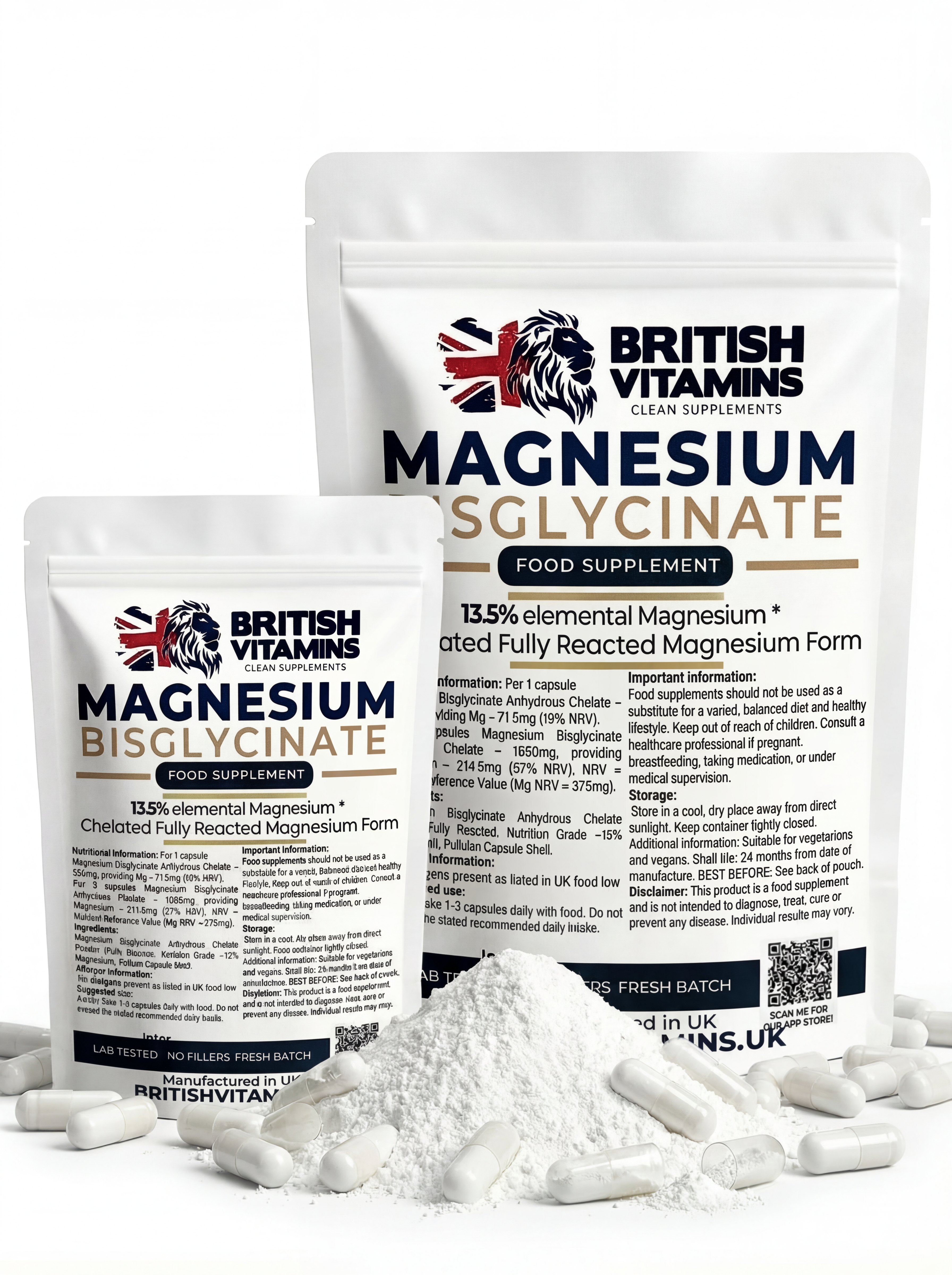Magnesium Bisglycinate Capsules 13.5% el Mg
