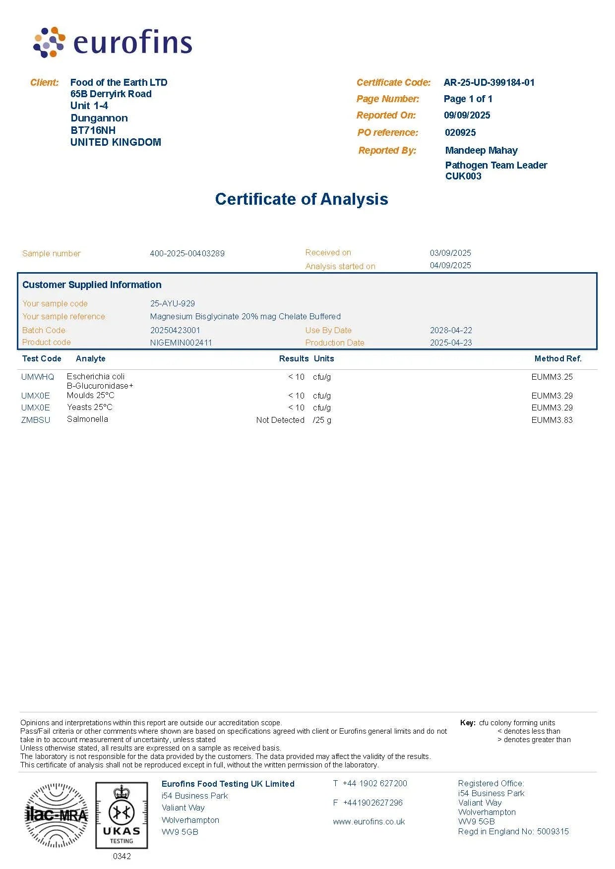 Magnesium BisGlycinate 20% elemental magnesium - BritishVitaminsuk