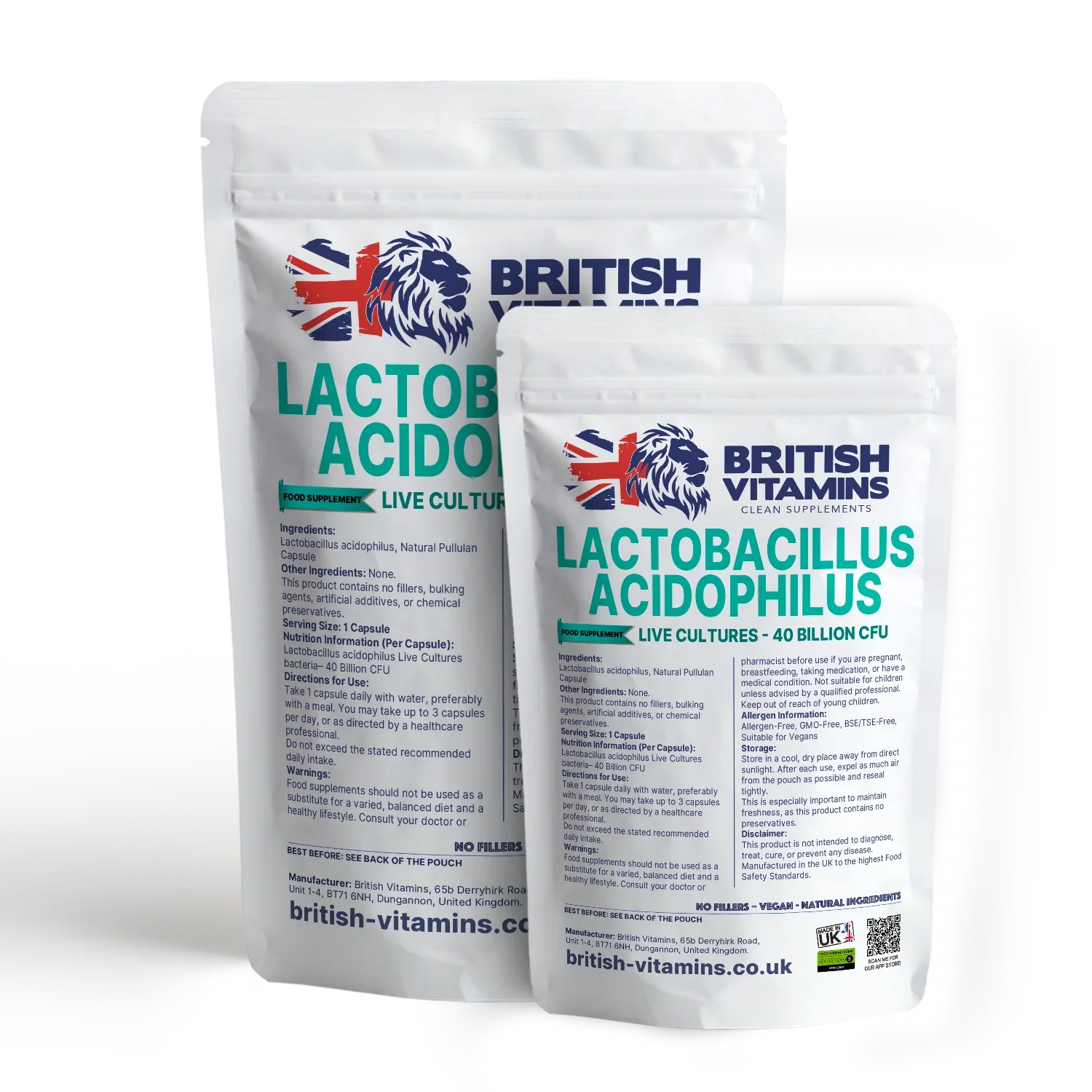 Live Culture Bacteria Lactobacillus Acidophilus 40 Billion CFU Health & Beauty:Vitamins & Lifestyle Supplements:Vitamins & Minerals British Vitamins
