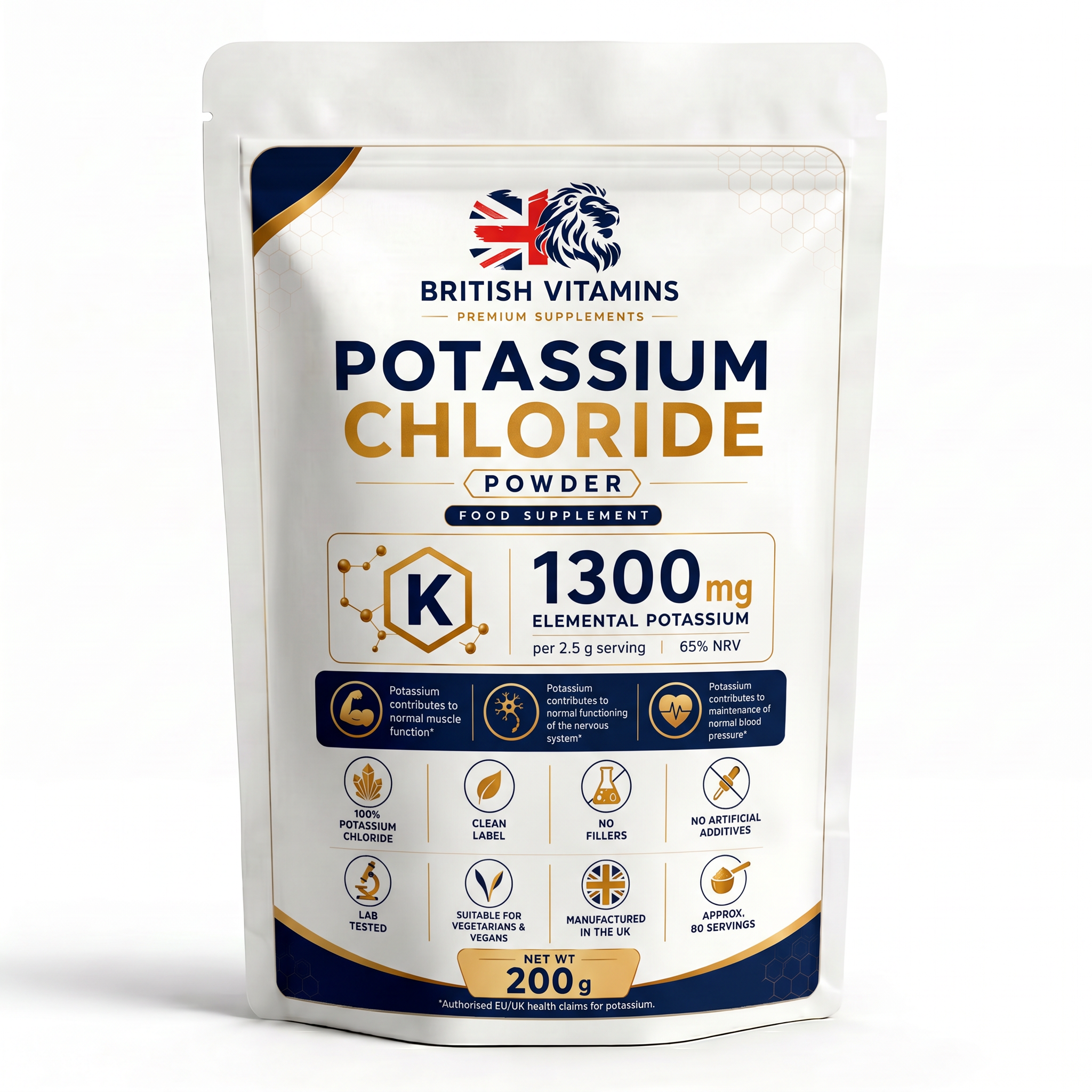 Potassium Chloride Powder – 100% Pure | 200g | Approx. 80 Servings