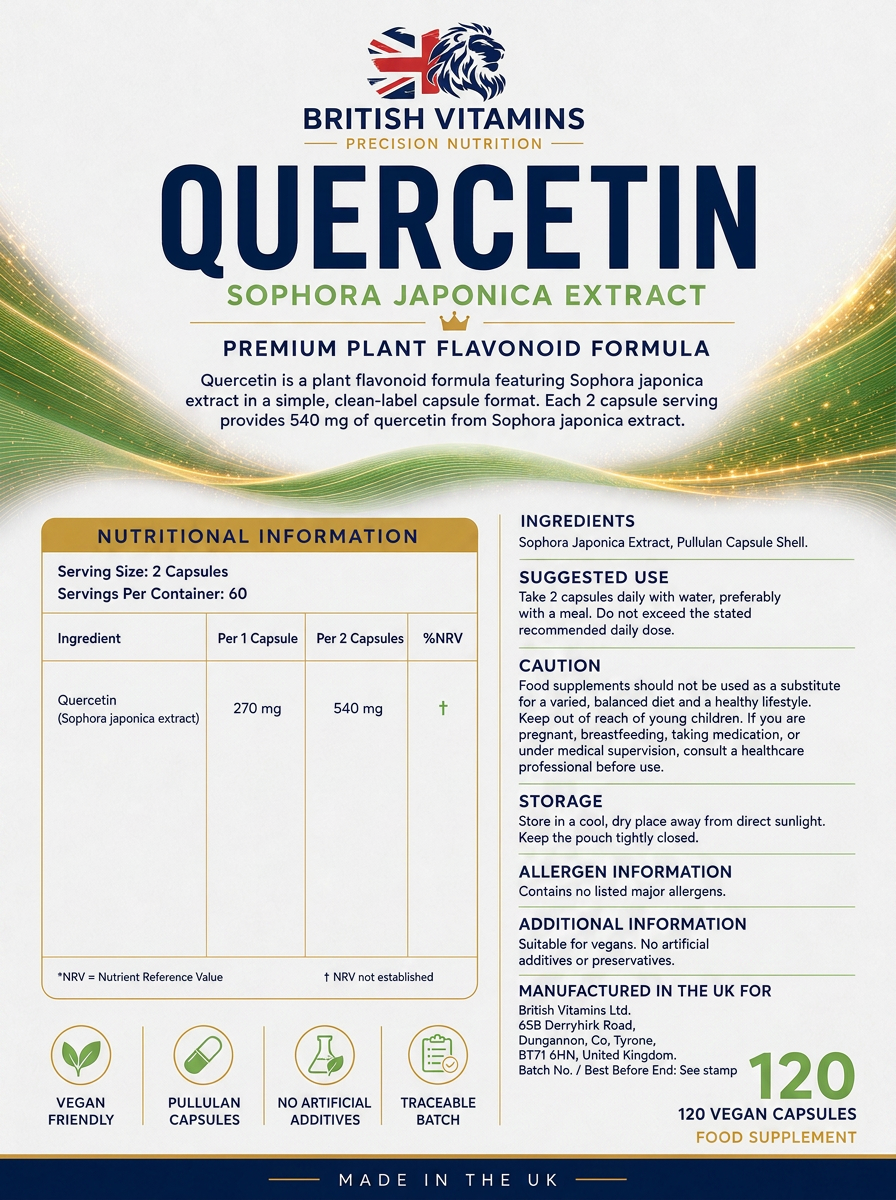 Quercetin Dihydrate 540mg sourced from Sophora Japonica No Fillers