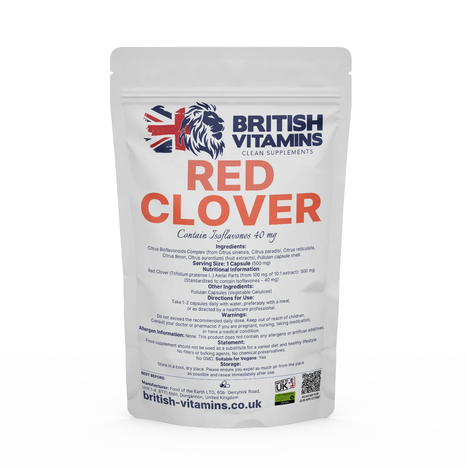 Red Clover Extract – Natural Herbal Extract – Made in the UK Health & Beauty:Vitamins & Lifestyle Supplements:Vitamins & Minerals British Vitamins 5 Capsules (Sample)