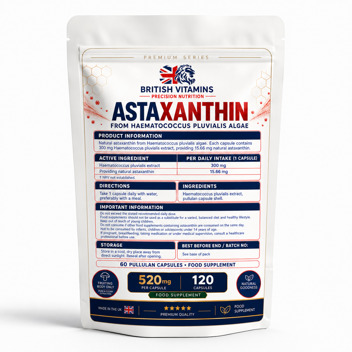 Astaxanthin from Haematococcus pluvialis extract