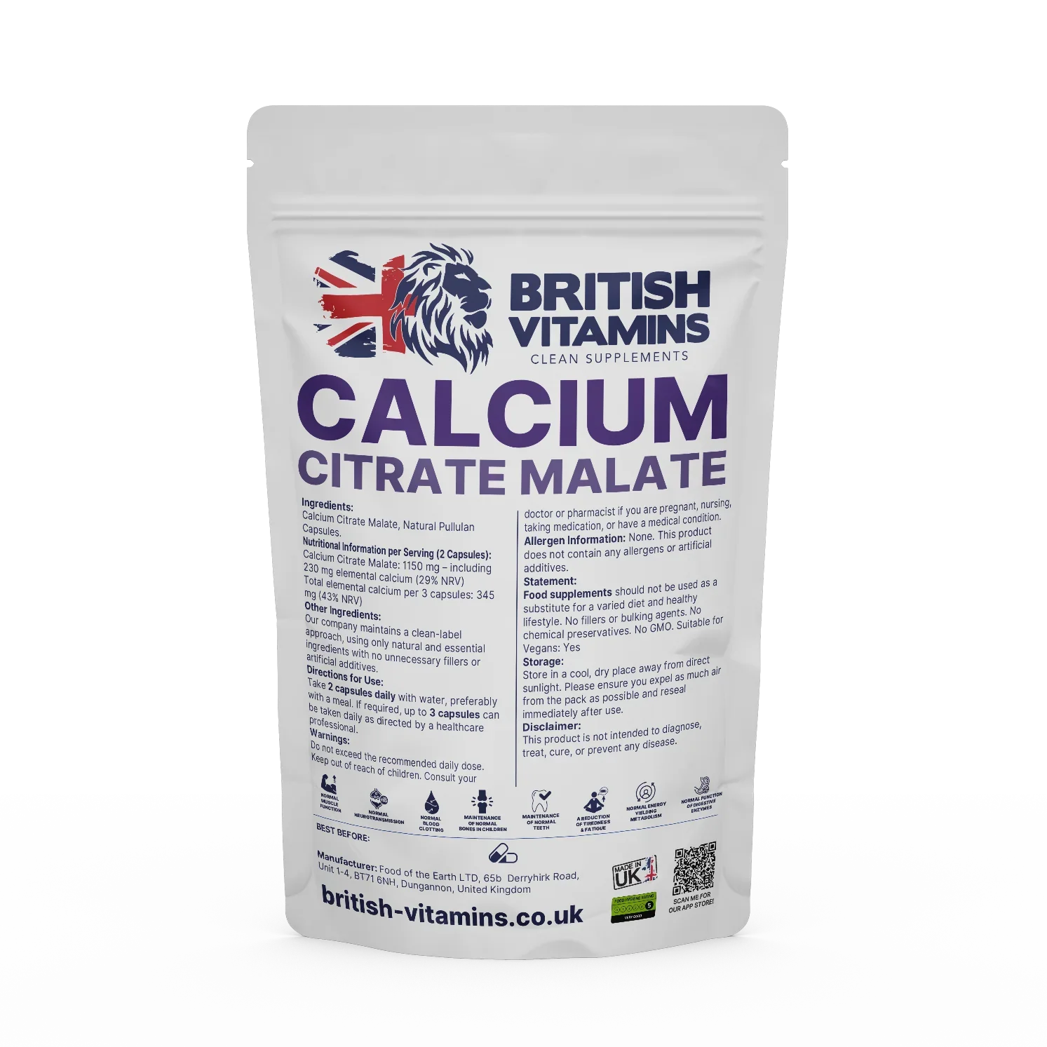 Calcium Citrate Malate British Vitamins 60 Capsules