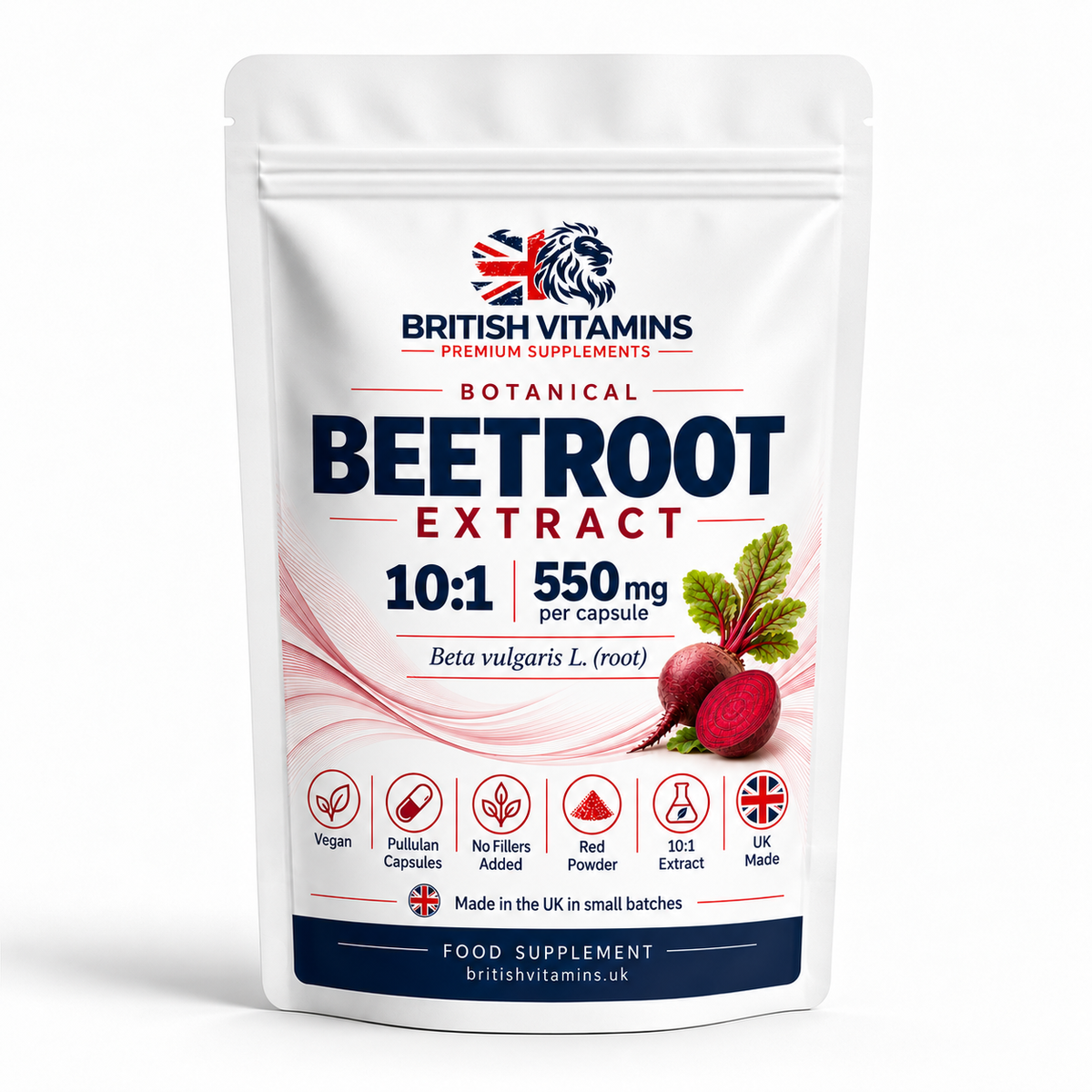British Vitamins Beetroot Extract 10:1 550 mg – front, universal pouch