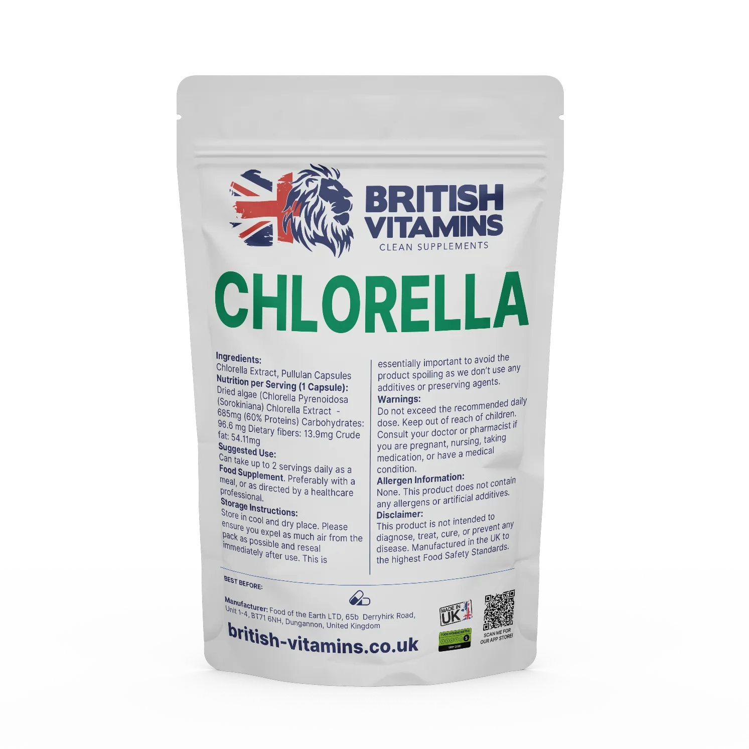 Chlorella Antibody 60% protein Health & Beauty:Vitamins & Lifestyle Supplements:Vitamins & Minerals British Vitamins 30 Capsules ( 1 Month )