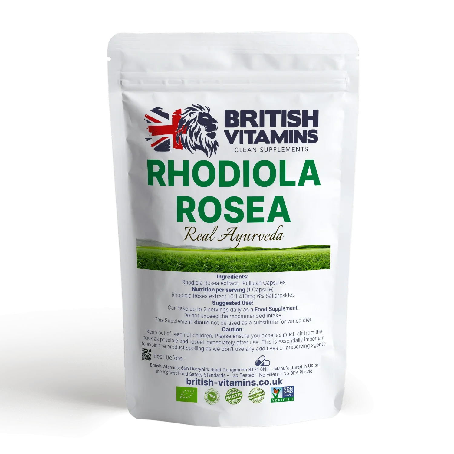 British Vitamins Rhodiola Rosea food supplement capsule pack from health and beauty vitamins collection