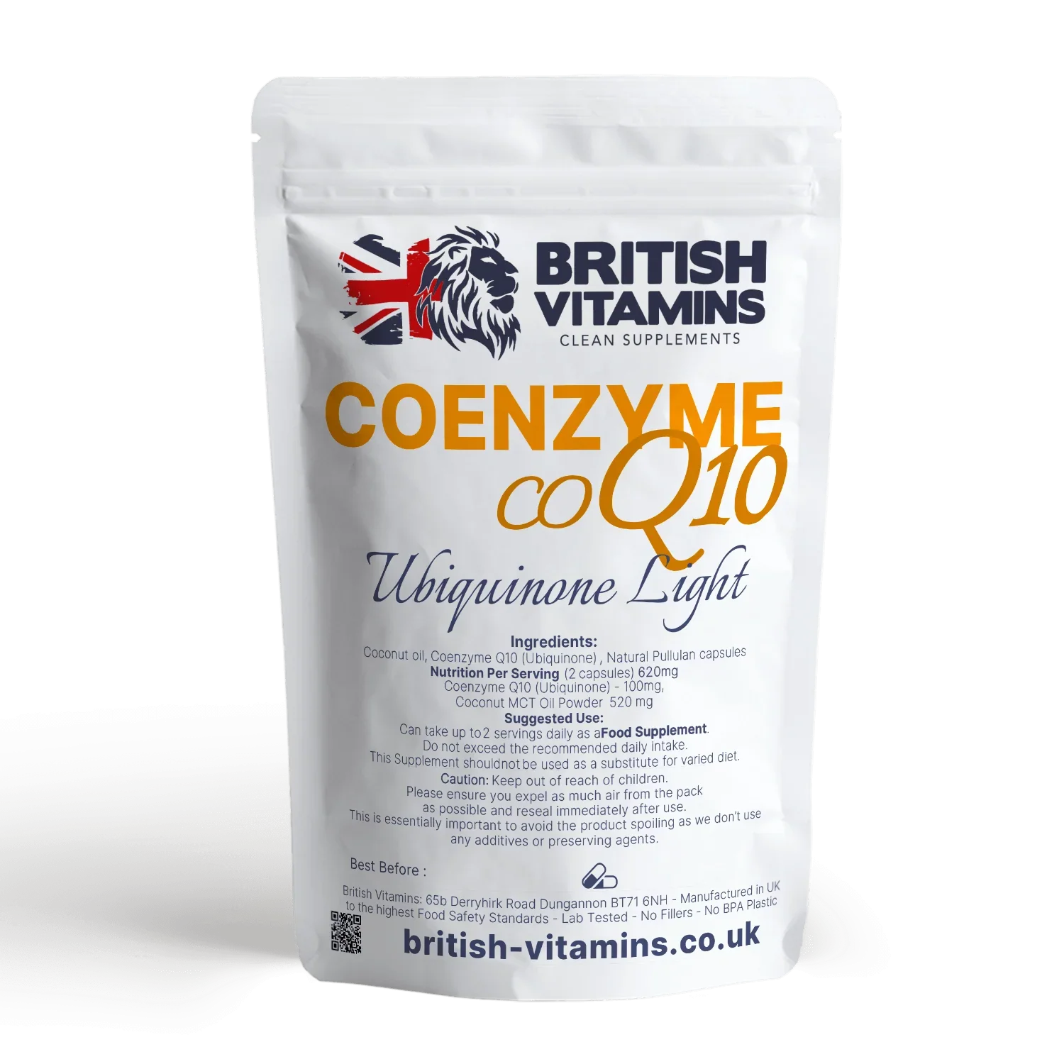 Coenzyme Q10 100mg + MCT Oil – Clean-Label Vegan Capsules Health & Beauty:Vitamins & Lifestyle Supplements:Vitamins & Minerals British Vitamins 5 Capsules