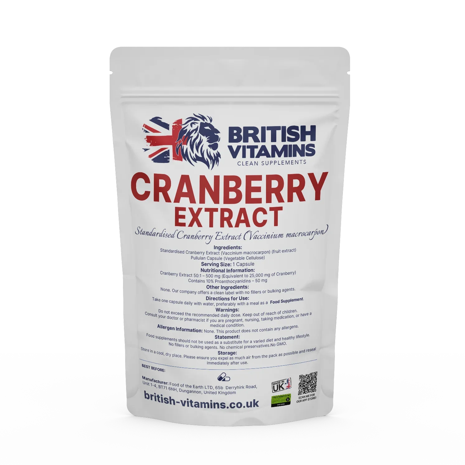 Cranberry Extract Health & Beauty:Vitamins & Lifestyle Supplements:Vitamins & Minerals British Vitamins 5 Capsules (Sample)