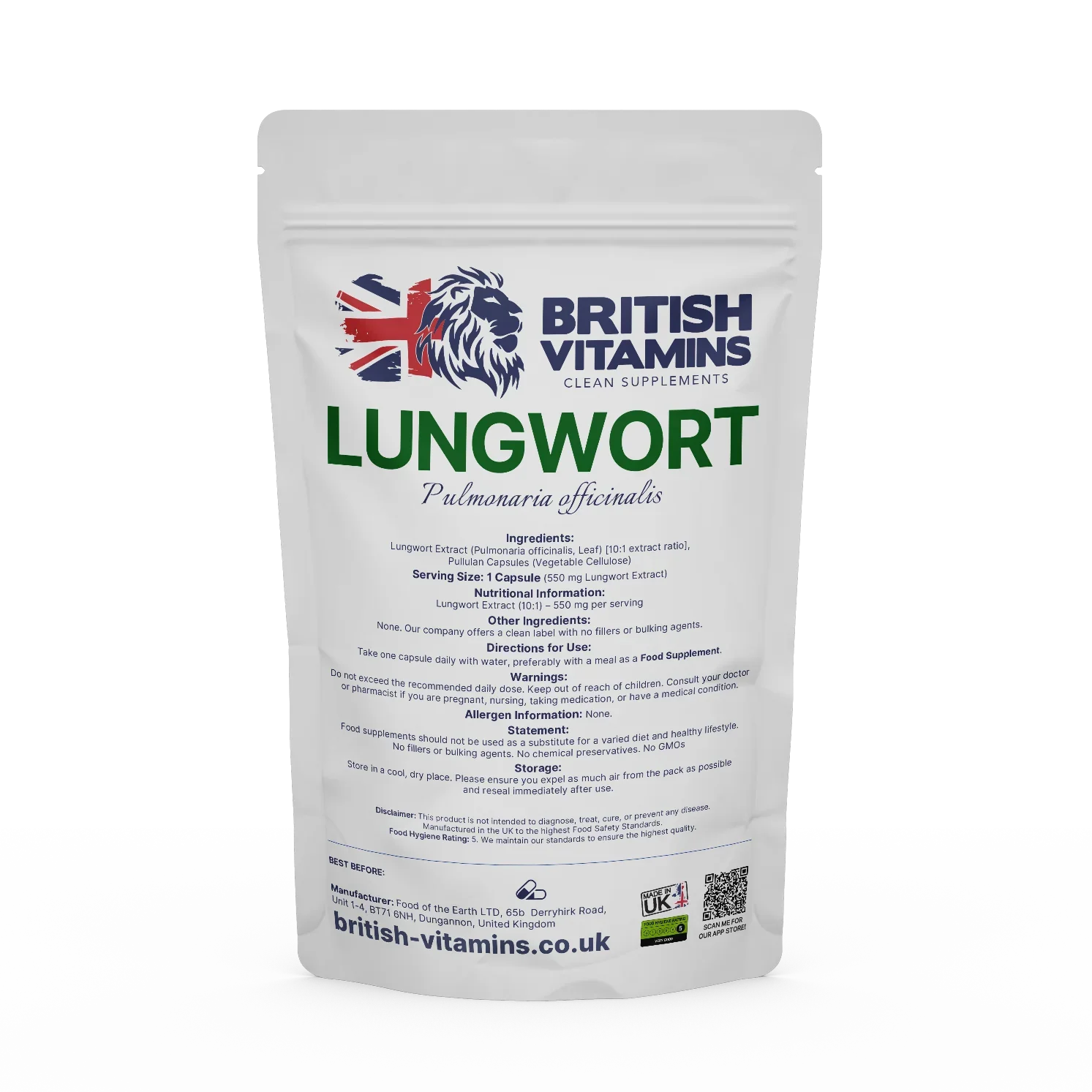 Lungwort extract capsules Health & Beauty:Vitamins & Lifestyle Supplements:Vitamins & Minerals British Vitamins 5 Capsules (sample)