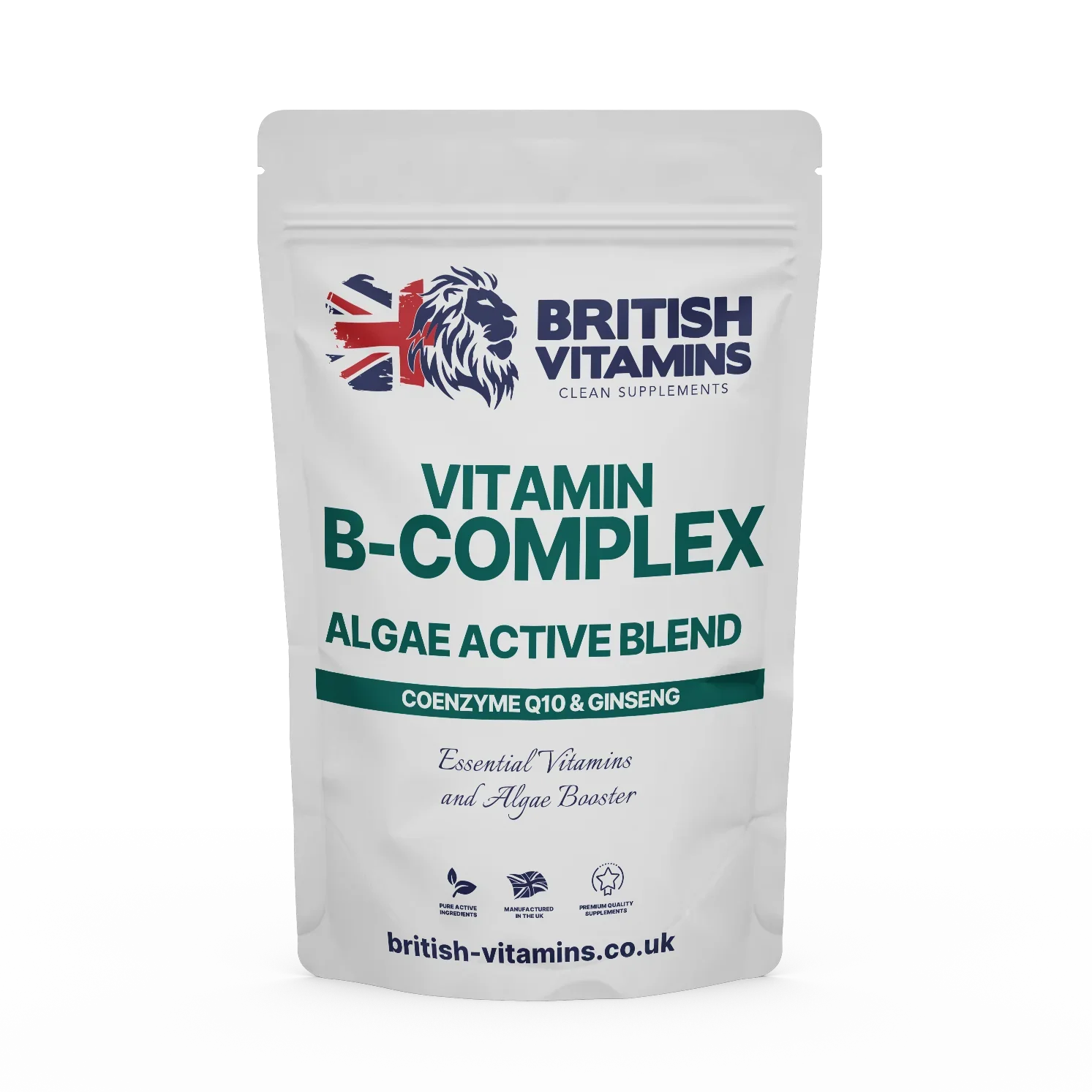 British Vitamins Vitamin B-Complex Algae Active Blend food supplement with Coenzyme Q10 and Ginseng
