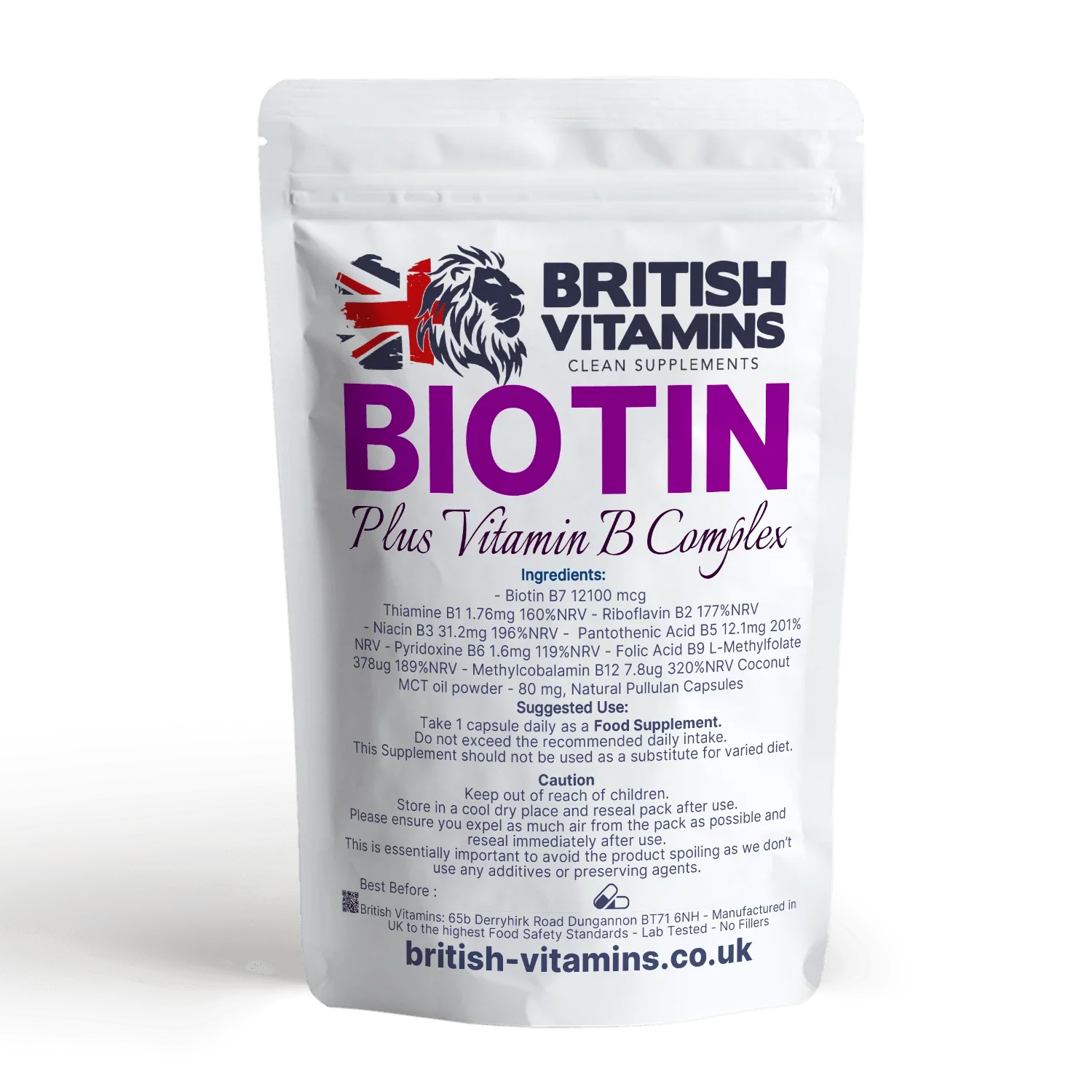 British Vitamins Biotin Plus Vitamin B Complex food supplement capsule pack, health vitamin supplements