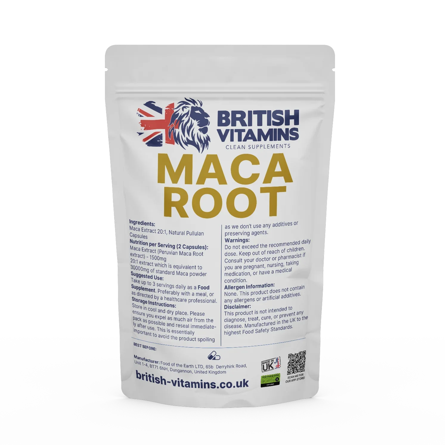 Maca Extract natural capsules Health & Beauty:Vitamins & Lifestyle Supplements:Vitamins & Minerals British Vitamins 60 Capsules (1 month Supply )