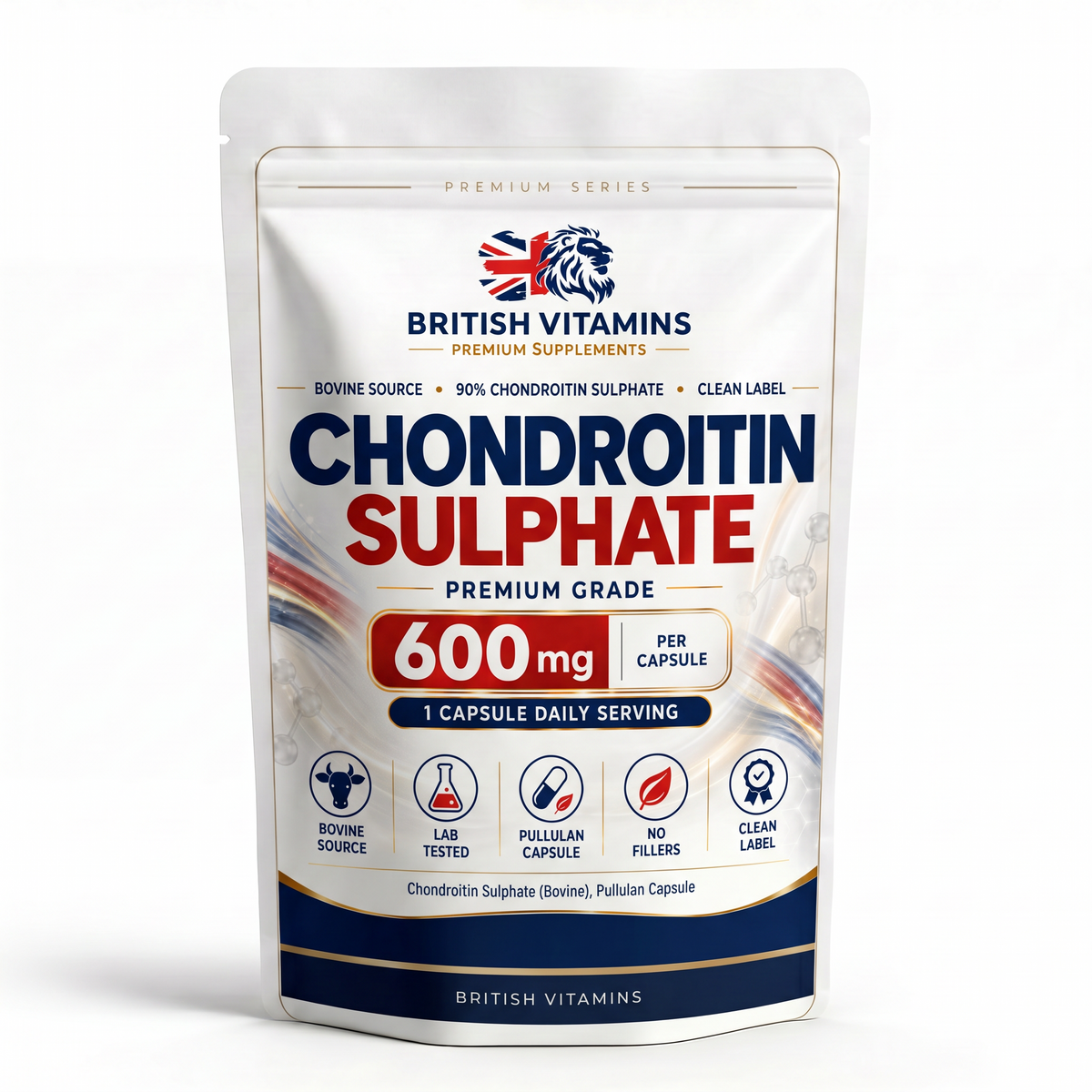 British Vitamins Chondroitin Sulphate 600 mg front pouch mockup