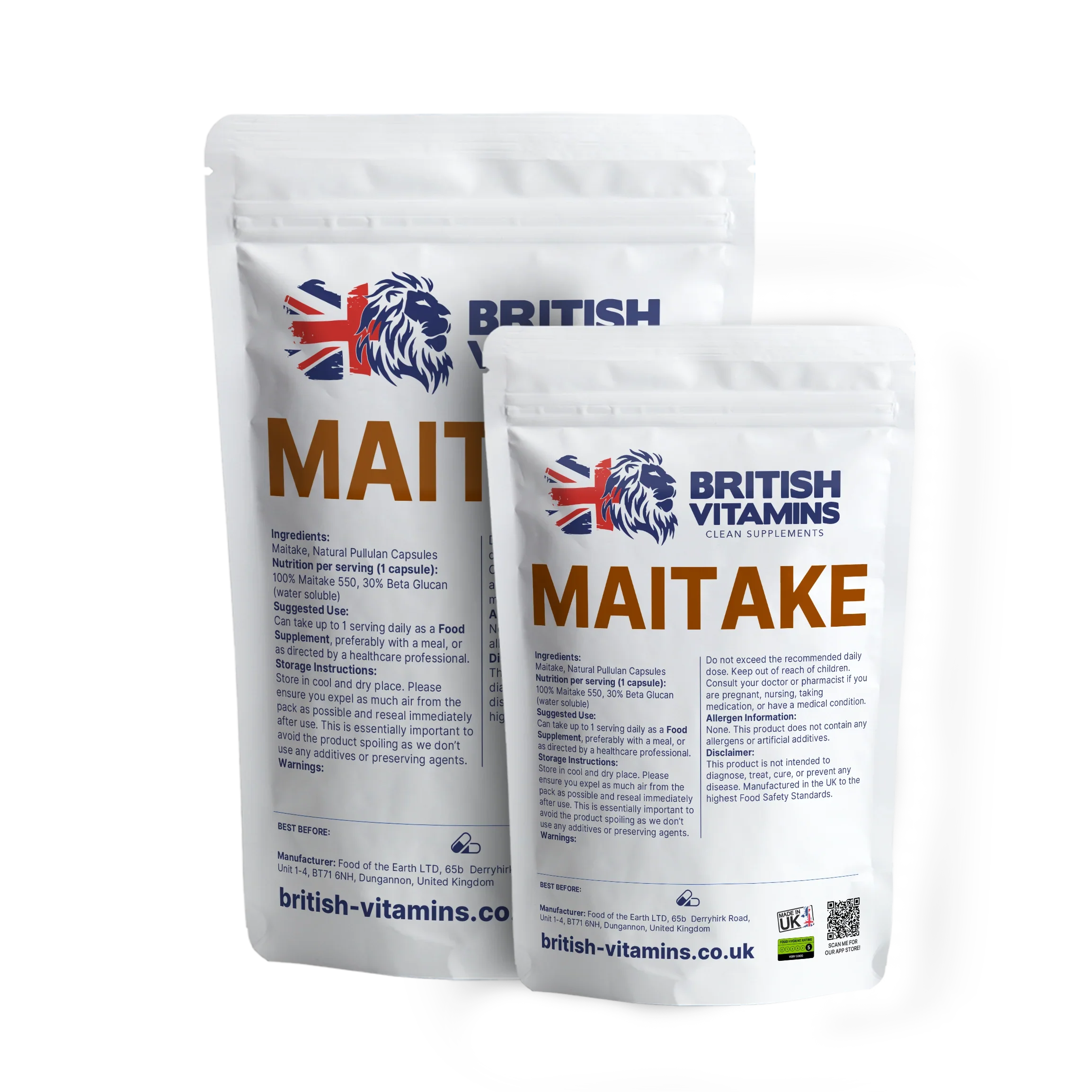 Maitake Mushroom 30% Beta Glucan Food Supplement British Vitamins
