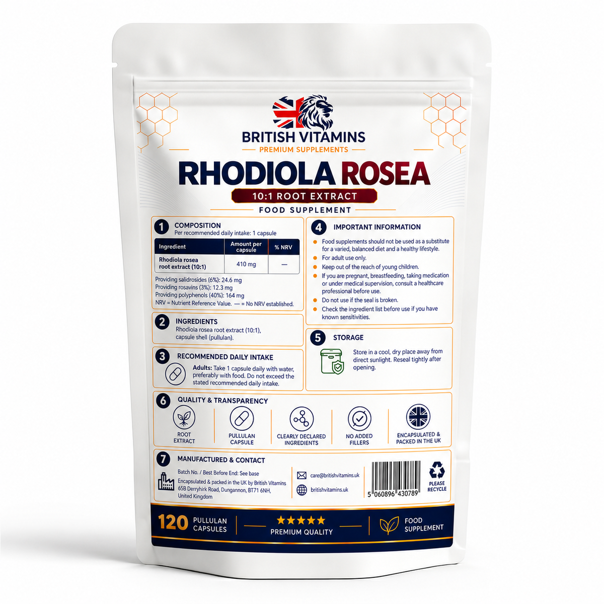 Rhodiola Rosea 10:1 Root Extract 410mg